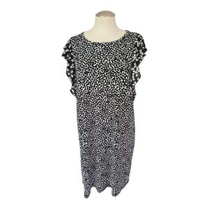 Michael Kors Black & White Sheath Dress – Sleeveless Crew Neck Medium